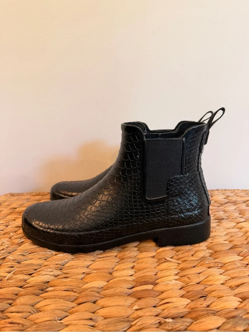 Hunter Black Textured Rain Boots